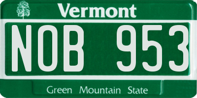 VT license plate NOB953