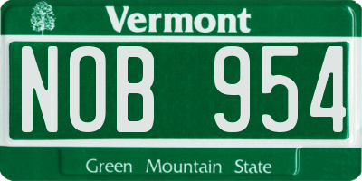 VT license plate NOB954
