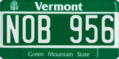 VT license plate NOB956