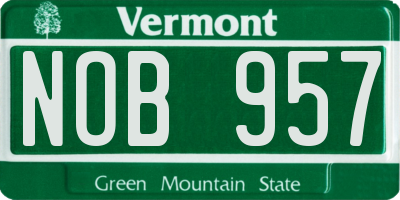 VT license plate NOB957
