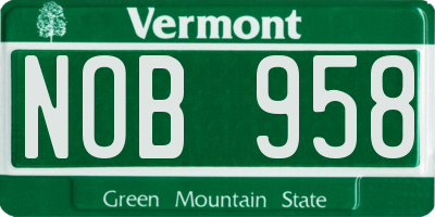 VT license plate NOB958