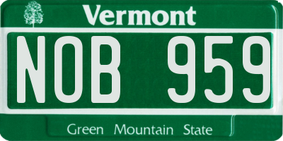 VT license plate NOB959