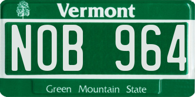 VT license plate NOB964