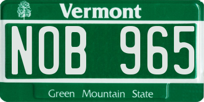 VT license plate NOB965