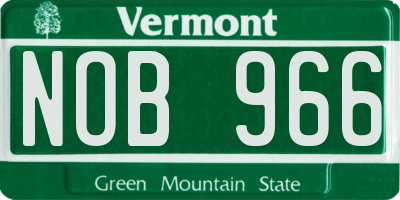 VT license plate NOB966