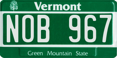 VT license plate NOB967