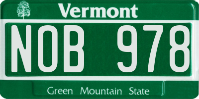 VT license plate NOB978