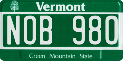 VT license plate NOB980