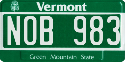 VT license plate NOB983