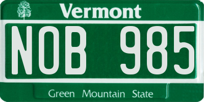 VT license plate NOB985