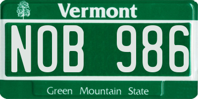 VT license plate NOB986