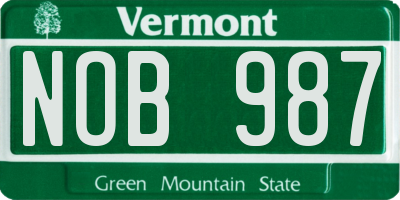VT license plate NOB987