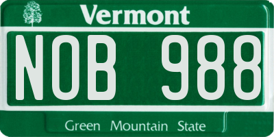 VT license plate NOB988