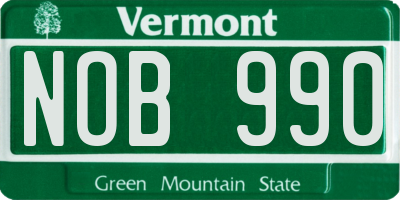 VT license plate NOB990