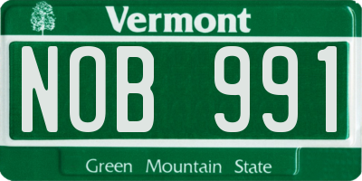 VT license plate NOB991