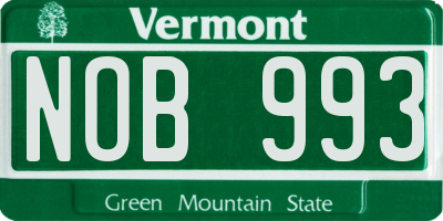 VT license plate NOB993