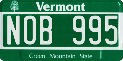 VT license plate NOB995