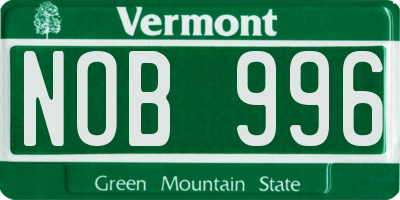 VT license plate NOB996