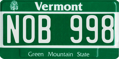 VT license plate NOB998