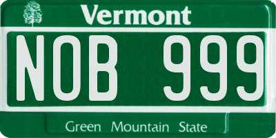 VT license plate NOB999