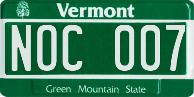 VT license plate NOC007