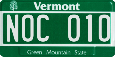 VT license plate NOC010