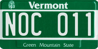VT license plate NOC011