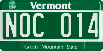 VT license plate NOC014
