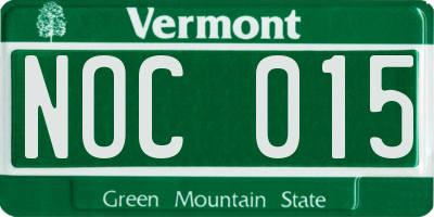 VT license plate NOC015