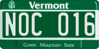 VT license plate NOC016