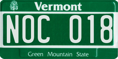 VT license plate NOC018