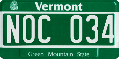 VT license plate NOC034