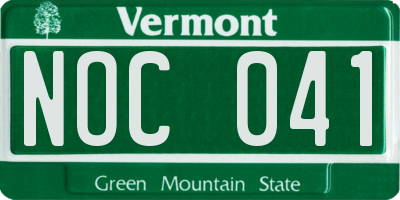 VT license plate NOC041