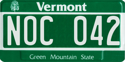 VT license plate NOC042