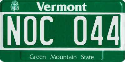 VT license plate NOC044