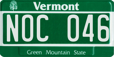 VT license plate NOC046