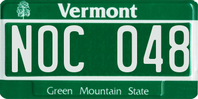 VT license plate NOC048