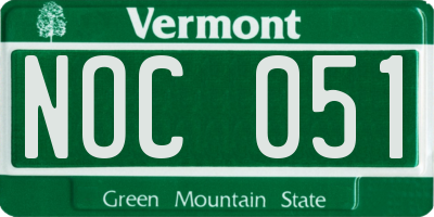 VT license plate NOC051