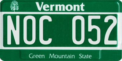 VT license plate NOC052