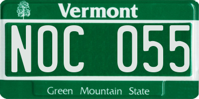 VT license plate NOC055