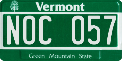 VT license plate NOC057