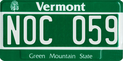 VT license plate NOC059