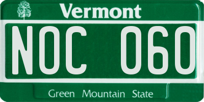 VT license plate NOC060