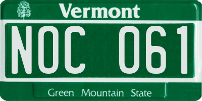 VT license plate NOC061