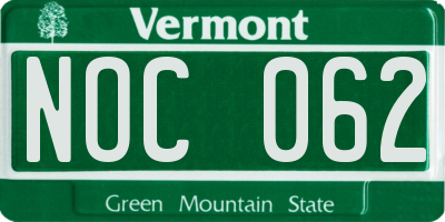 VT license plate NOC062