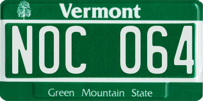 VT license plate NOC064