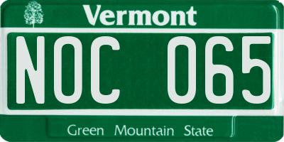 VT license plate NOC065