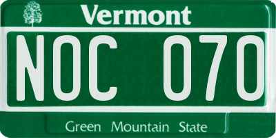 VT license plate NOC070