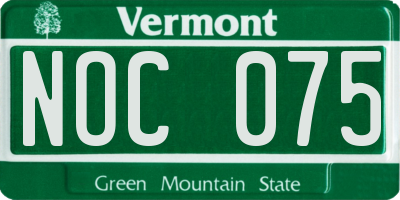 VT license plate NOC075