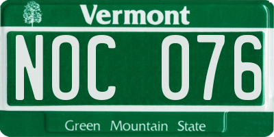 VT license plate NOC076